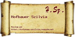 Hofbauer Szilvia névjegykártya